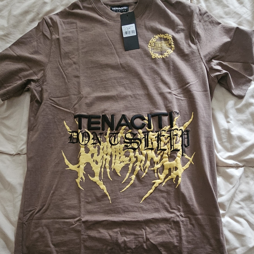 City Studios Gold and Brown Short Sleeve Tee with Bold Graphic